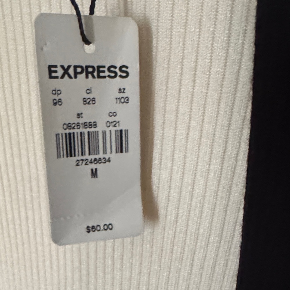 Express Cream Ruffle Trim Sweater - Picture 4 of 9